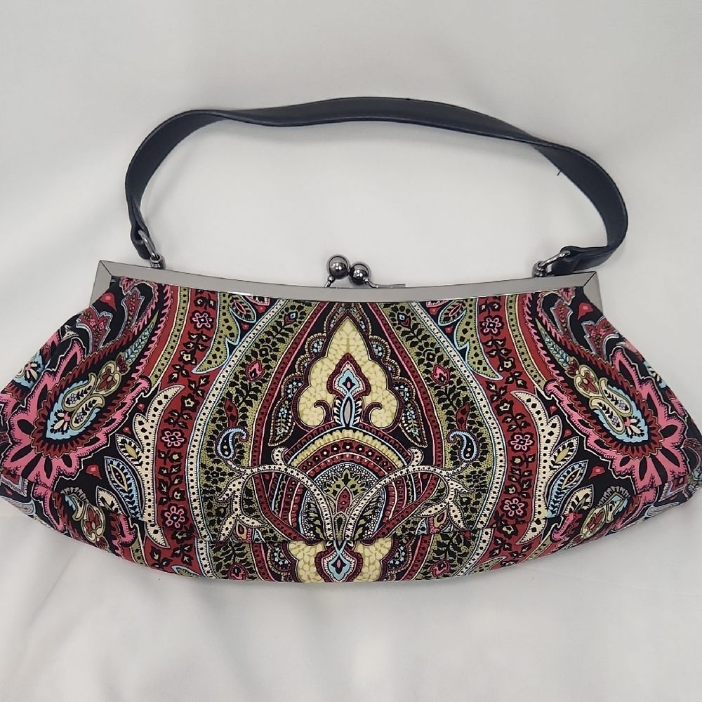 Talbots Vibrant Paisley Clutch with Black Strap - Picture 6 of 11